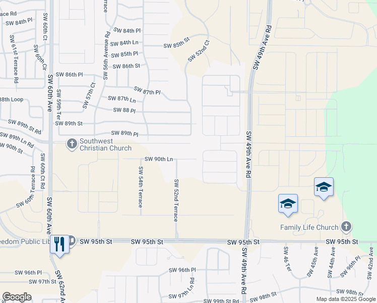 map of restaurants, bars, coffee shops, grocery stores, and more near 5201 Southwest 90th Lane in Ocala