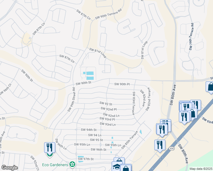 map of restaurants, bars, coffee shops, grocery stores, and more near 9040 Southwest 87th Avenue in Ocala