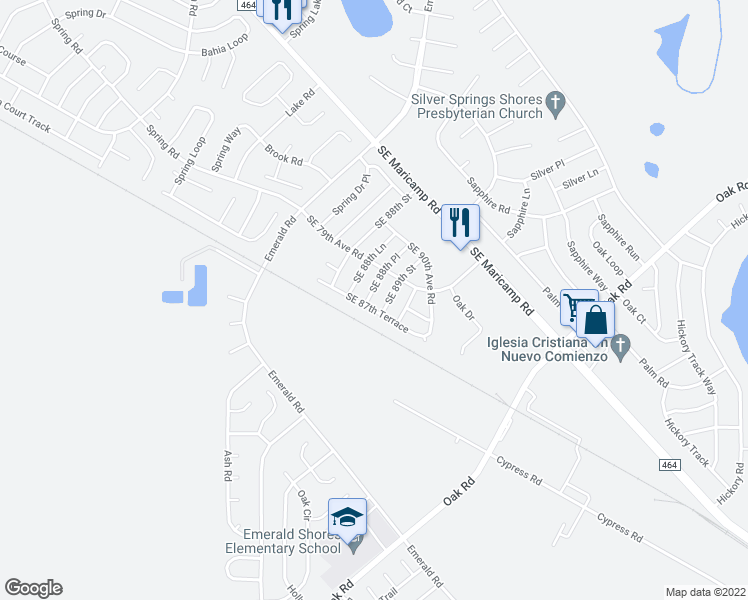 map of restaurants, bars, coffee shops, grocery stores, and more near 8789 Southeast 88th Place in Ocala