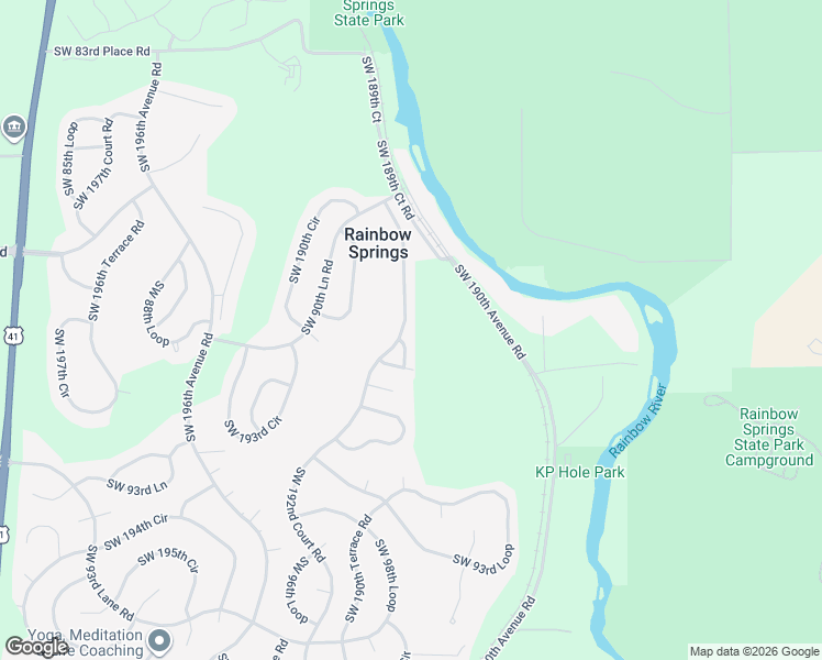 map of restaurants, bars, coffee shops, grocery stores, and more near 9025 Southwest 192nd Court Road in Dunnellon