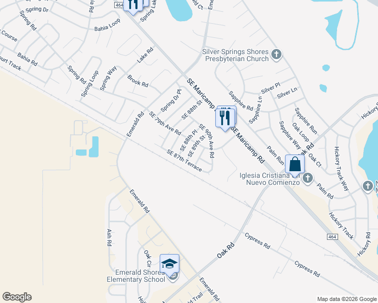 map of restaurants, bars, coffee shops, grocery stores, and more near 8881 Southeast 87th Terrace in Ocala