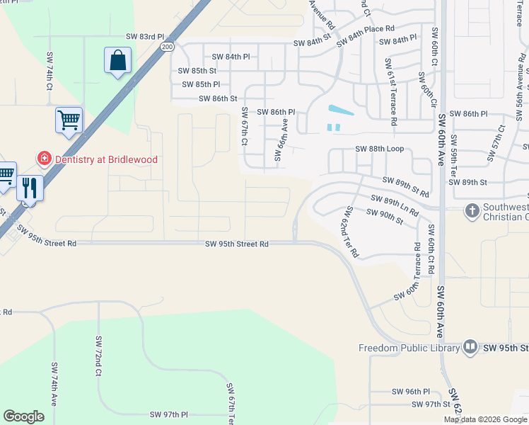 map of restaurants, bars, coffee shops, grocery stores, and more near 8860 Southwest 66th Terrace in Ocala