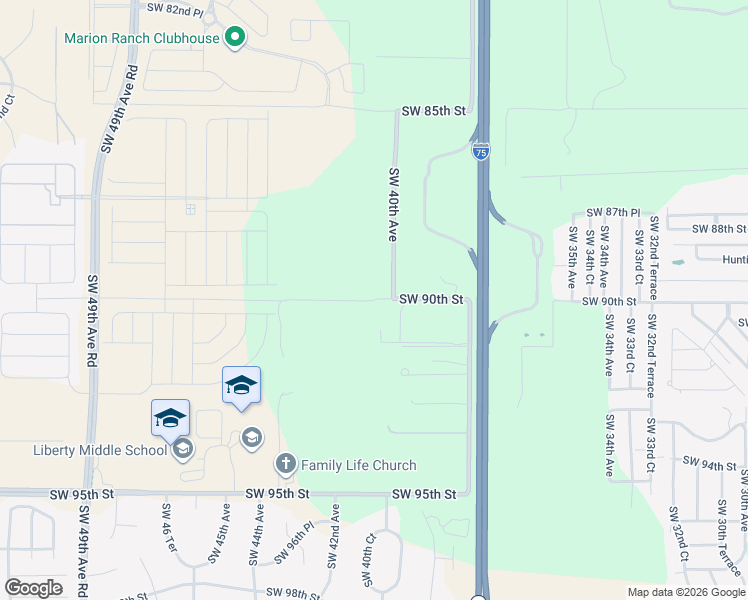 map of restaurants, bars, coffee shops, grocery stores, and more near 4070 Southwest 90th Street in Ocala