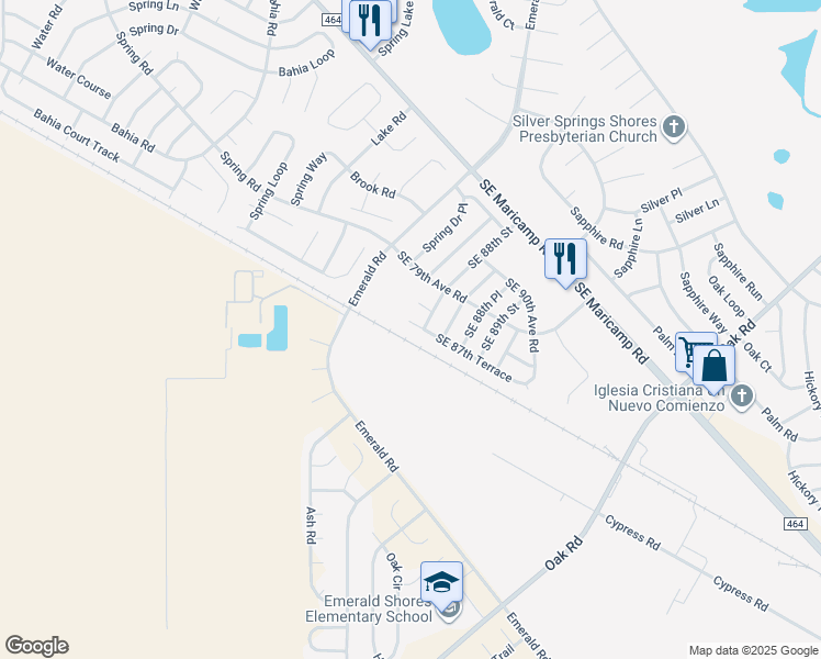 map of restaurants, bars, coffee shops, grocery stores, and more near 8741 Southeast 87th Terrace in Ocala