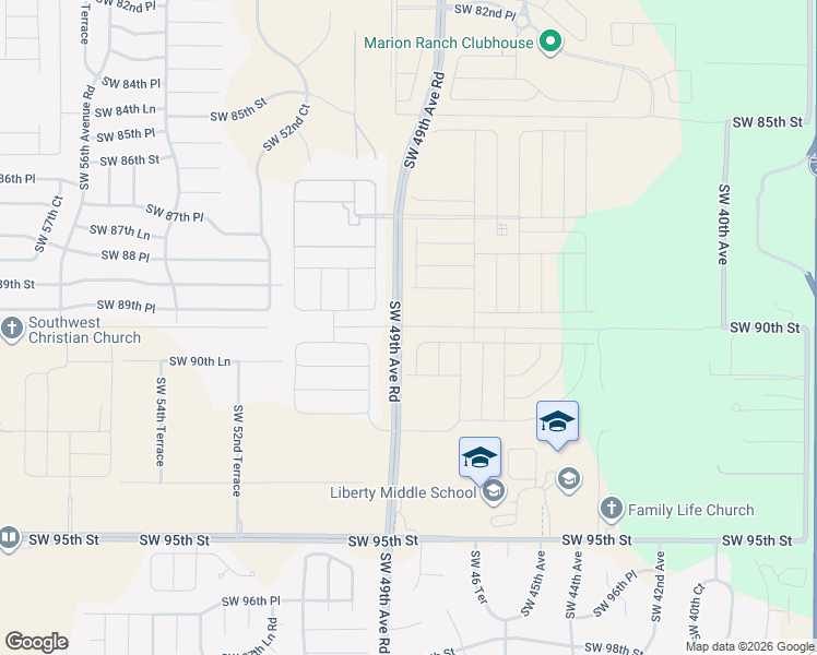 map of restaurants, bars, coffee shops, grocery stores, and more near Unnamed Road in Ocala