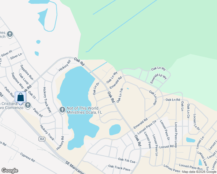 map of restaurants, bars, coffee shops, grocery stores, and more near 205 Oak Lane in Ocala