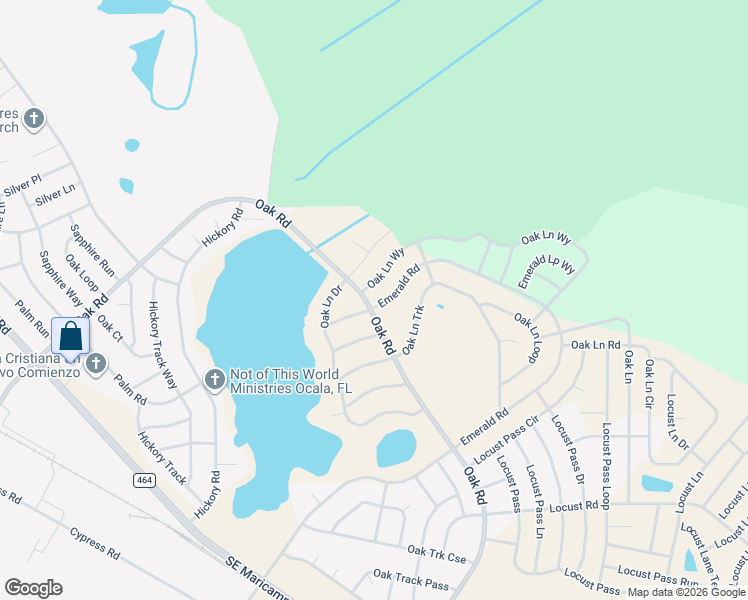 map of restaurants, bars, coffee shops, grocery stores, and more near 205 Oak Lane in Ocala