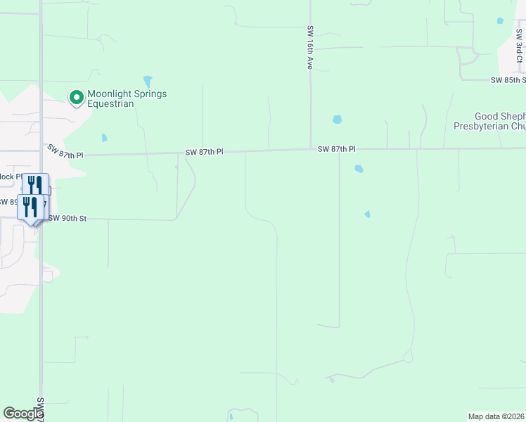 map of restaurants, bars, coffee shops, grocery stores, and more near 8991 Southwest 19th Avenue Road in Ocala