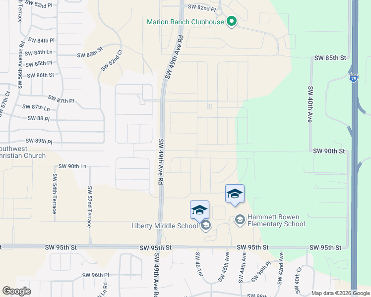map of restaurants, bars, coffee shops, grocery stores, and more near Unnamed Road in Ocala