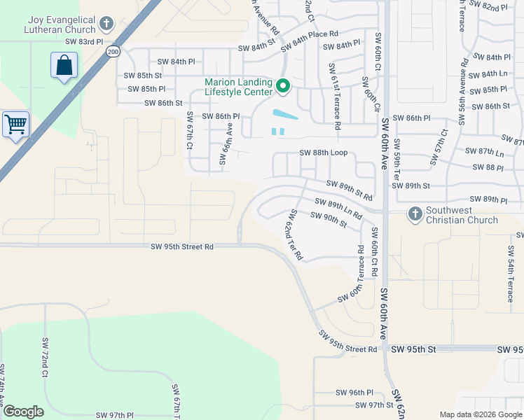 map of restaurants, bars, coffee shops, grocery stores, and more near 6386 Southwest 89th Loop in Ocala