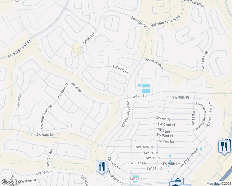 map of restaurants, bars, coffee shops, grocery stores, and more near 9018 Southwest 89th Street Road in Ocala
