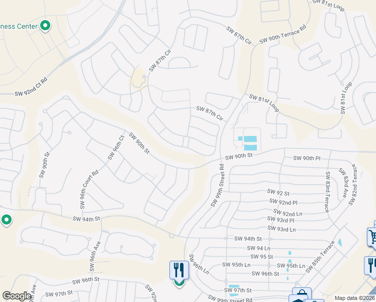 map of restaurants, bars, coffee shops, grocery stores, and more near 9094 Southwest 89th Loop in Ocala