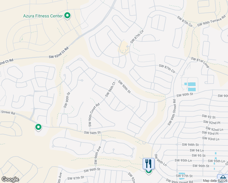 map of restaurants, bars, coffee shops, grocery stores, and more near 9541 Southwest 92nd Place Road in Ocala