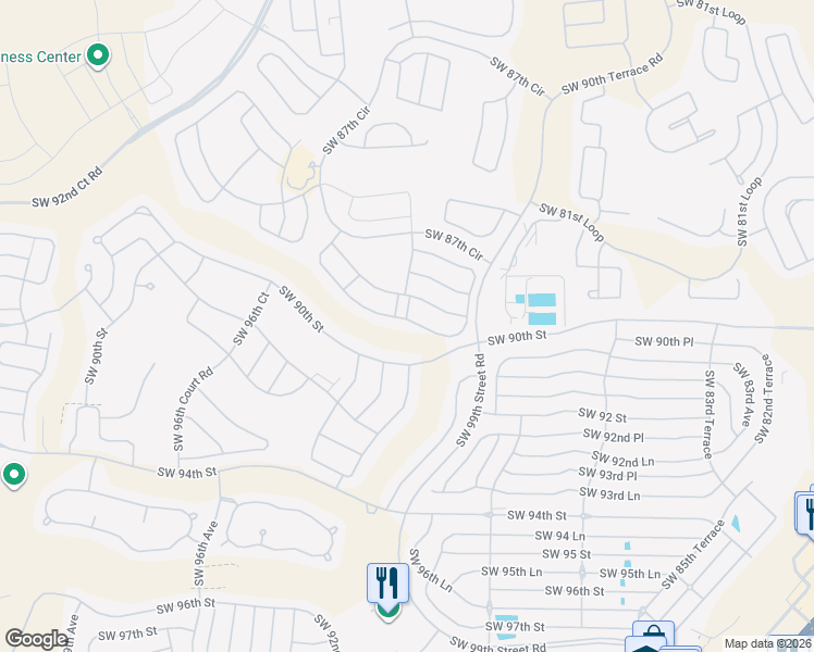 map of restaurants, bars, coffee shops, grocery stores, and more near 9094 Southwest 89th Loop in Ocala