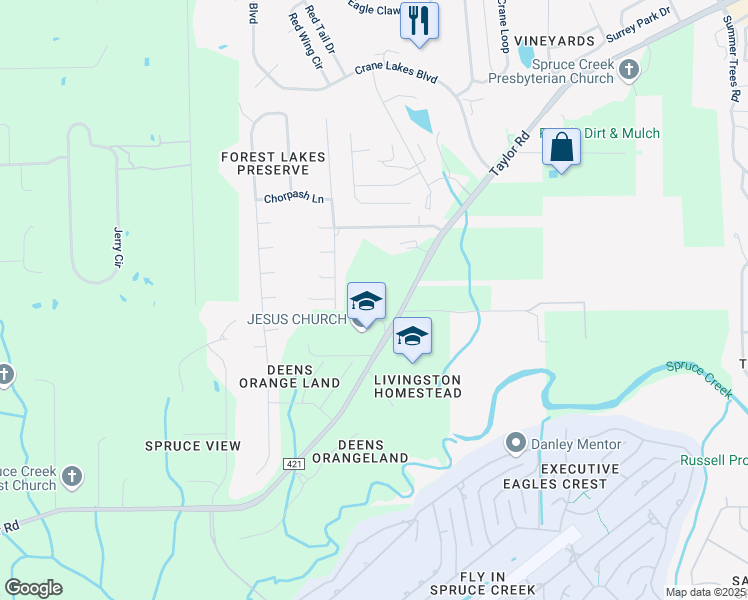 map of restaurants, bars, coffee shops, grocery stores, and more near 1816 Taylor Road in Port Orange