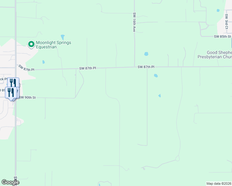 map of restaurants, bars, coffee shops, grocery stores, and more near 8991 Southwest 19th Avenue Road in Ocala