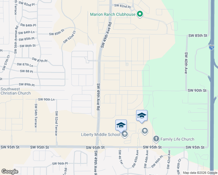 map of restaurants, bars, coffee shops, grocery stores, and more near Unnamed Road in Ocala
