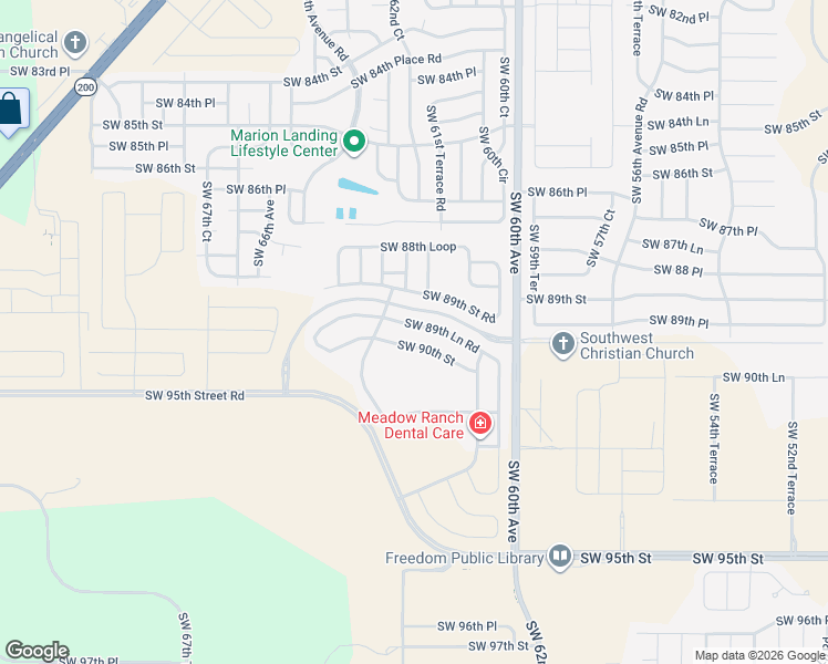 map of restaurants, bars, coffee shops, grocery stores, and more near 6249 Southwest 89th Lane Road in Ocala