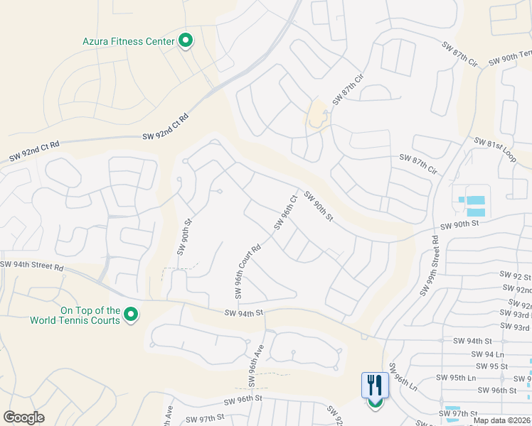 map of restaurants, bars, coffee shops, grocery stores, and more near 9644 Southwest 92nd Place Road in Ocala