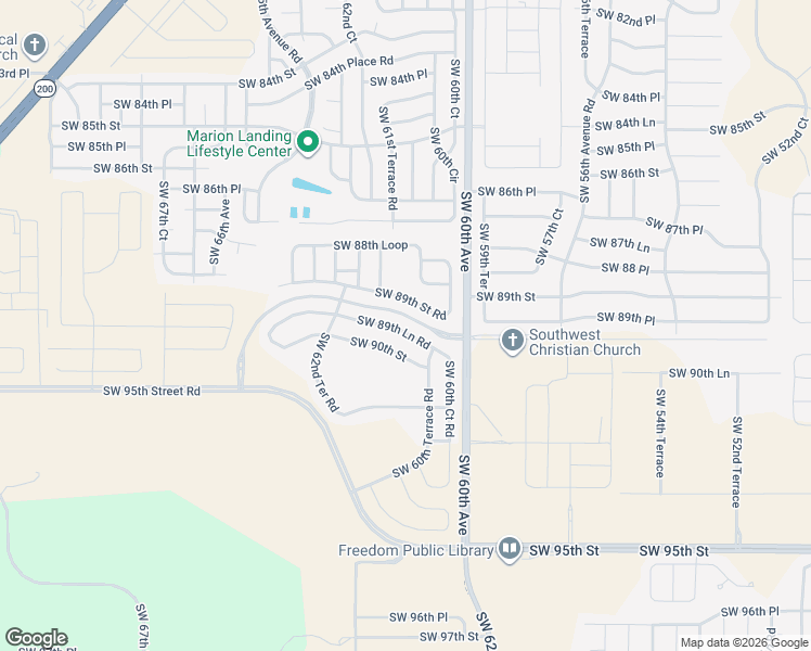 map of restaurants, bars, coffee shops, grocery stores, and more near 6165 Southwest 89th Lane Road in Ocala