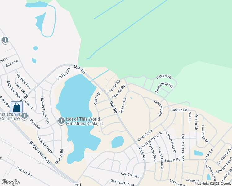 map of restaurants, bars, coffee shops, grocery stores, and more near 205 Oak Lane in Ocala