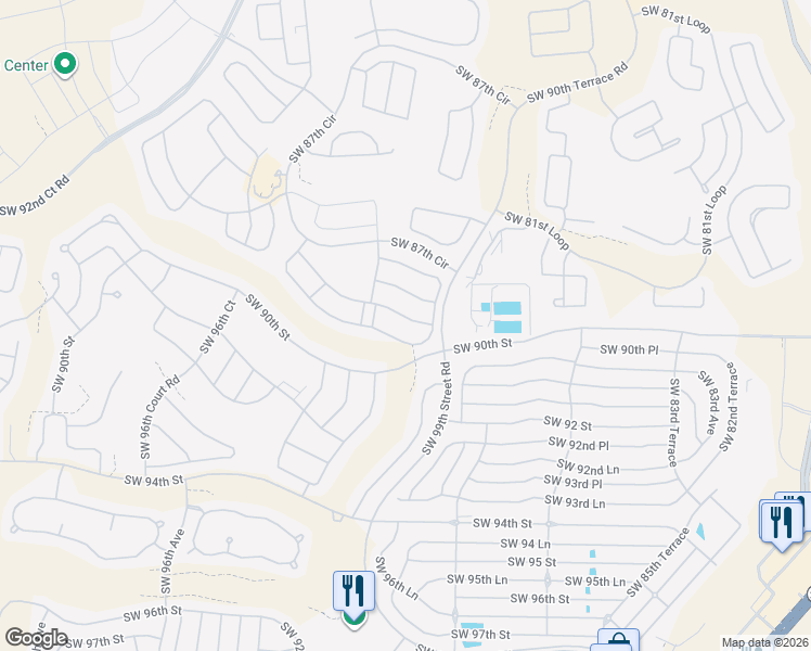 map of restaurants, bars, coffee shops, grocery stores, and more near 9018 Southwest 89th Street Road in Ocala
