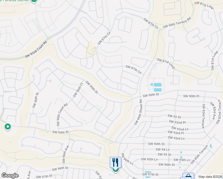 map of restaurants, bars, coffee shops, grocery stores, and more near 9194 Southwest 89th Loop in Ocala