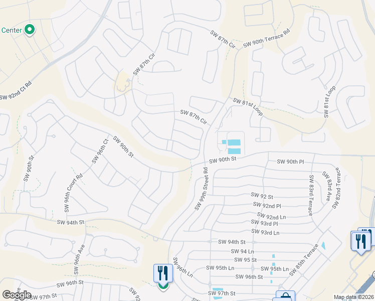 map of restaurants, bars, coffee shops, grocery stores, and more near 9018 Southwest 89th Street Road in Ocala