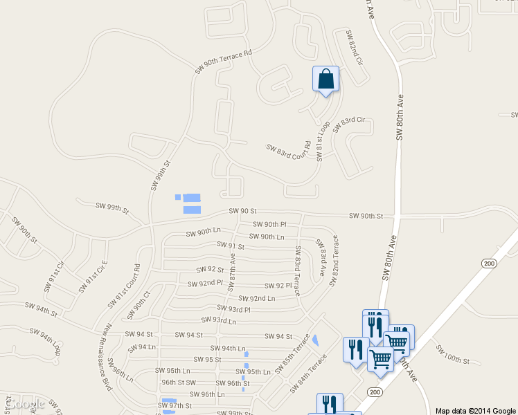 map of restaurants, bars, coffee shops, grocery stores, and more near 8535 Southwest 90th Street in Ocala