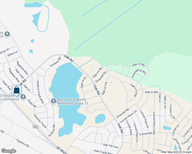 map of restaurants, bars, coffee shops, grocery stores, and more near 205 Oak Lane in Ocala