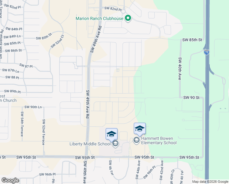 map of restaurants, bars, coffee shops, grocery stores, and more near 4069 Southwest 90th Street in Ocala