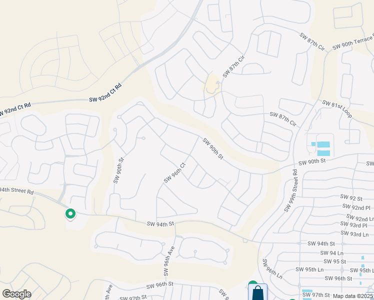 map of restaurants, bars, coffee shops, grocery stores, and more near 9541 Southwest 92nd Place Road in Ocala