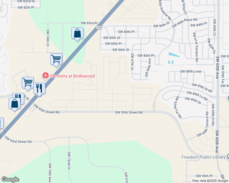 map of restaurants, bars, coffee shops, grocery stores, and more near 8989 Southwest 70th Avenue in Ocala