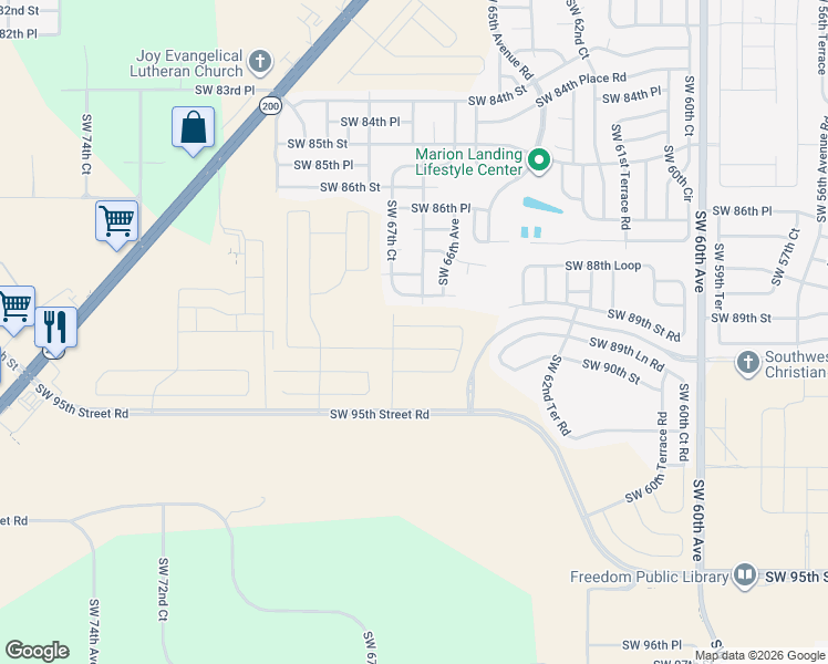 map of restaurants, bars, coffee shops, grocery stores, and more near 8860 Southwest 66th Terrace in Ocala
