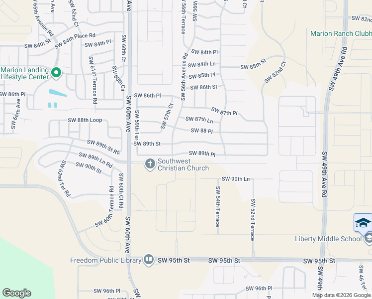 map of restaurants, bars, coffee shops, grocery stores, and more near 5675 Southwest 89th Place in Ocala