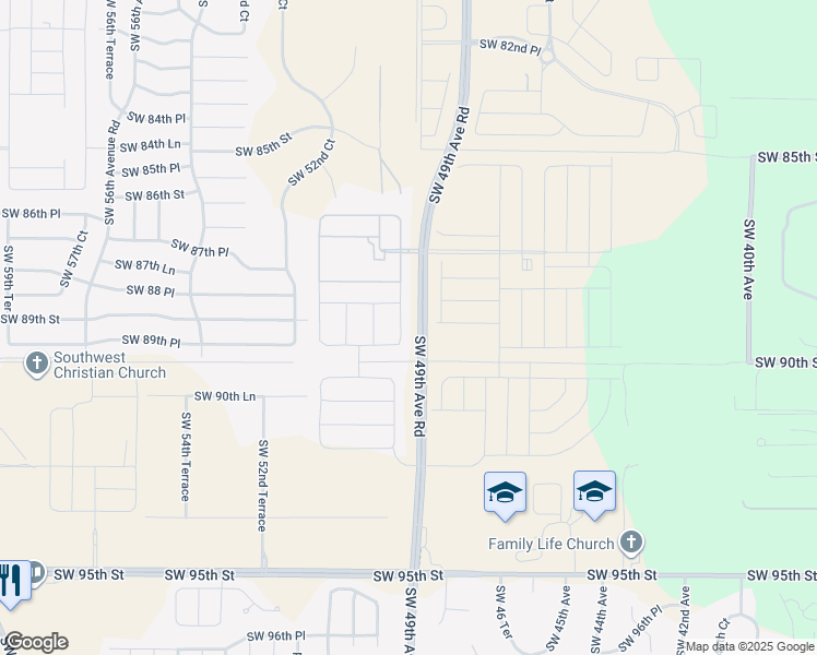 map of restaurants, bars, coffee shops, grocery stores, and more near Unnamed Road in Ocala