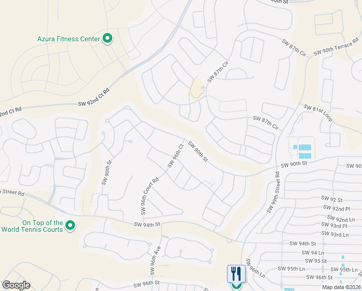 map of restaurants, bars, coffee shops, grocery stores, and more near 9235 Southwest 96th Court Road in Ocala