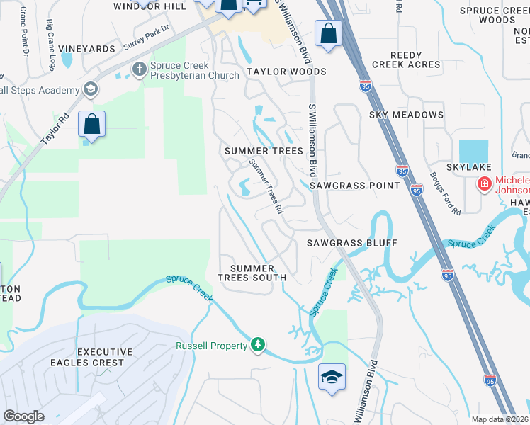 map of restaurants, bars, coffee shops, grocery stores, and more near 6010 Hickory Grove Lane in Port Orange