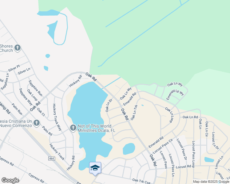 map of restaurants, bars, coffee shops, grocery stores, and more near 6 Oak Lane Court in Ocala
