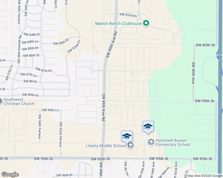 map of restaurants, bars, coffee shops, grocery stores, and more near Unnamed Road in Ocala