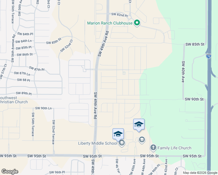 map of restaurants, bars, coffee shops, grocery stores, and more near Unnamed Road in Ocala