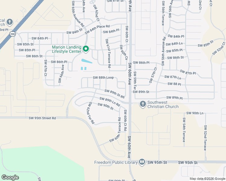 map of restaurants, bars, coffee shops, grocery stores, and more near 6078 Southwest 88th Loop in Ocala