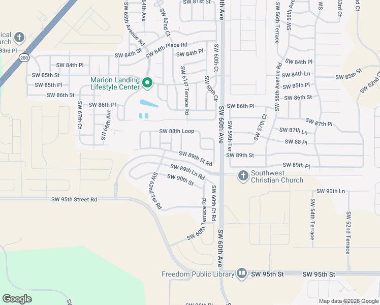 map of restaurants, bars, coffee shops, grocery stores, and more near 6078 Southwest 88th Loop in Ocala