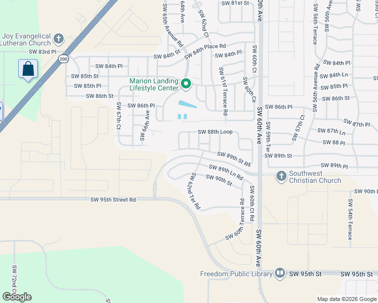 map of restaurants, bars, coffee shops, grocery stores, and more near 6473 Southwest 89th Street Road in Ocala