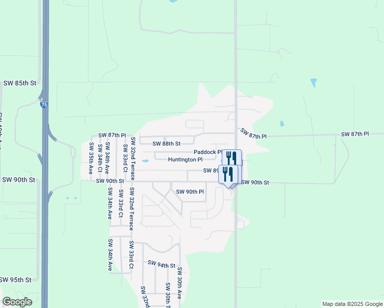 map of restaurants, bars, coffee shops, grocery stores, and more near 8880 Southwest 27th Avenue in Ocala