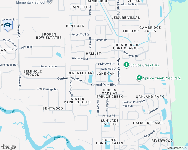 map of restaurants, bars, coffee shops, grocery stores, and more near 5930 Peggy Drive in Port Orange