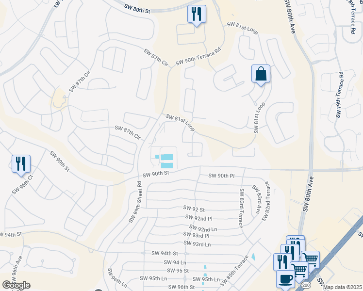 map of restaurants, bars, coffee shops, grocery stores, and more near 8664 Southwest 88th Place in Ocala