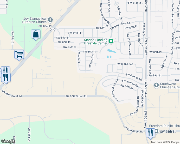 map of restaurants, bars, coffee shops, grocery stores, and more near 6590 Southwest 88th Place in Ocala