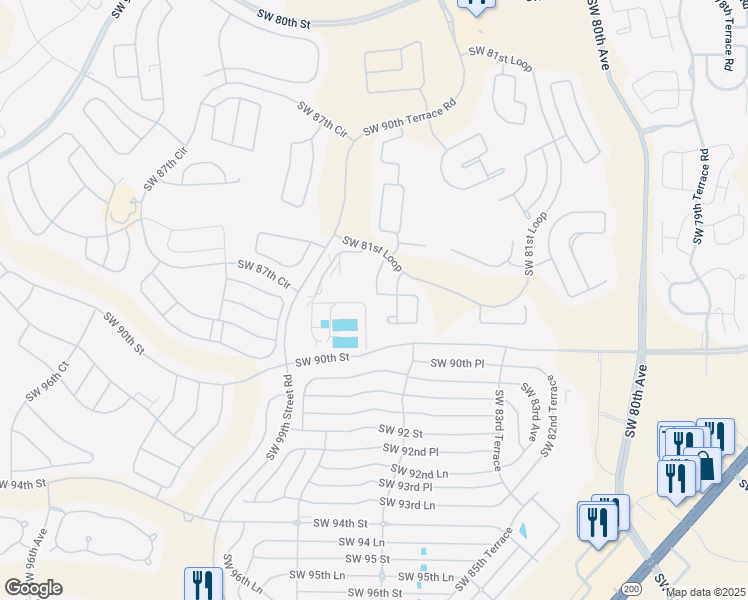 map of restaurants, bars, coffee shops, grocery stores, and more near 8664 Southwest 88th Place in Ocala