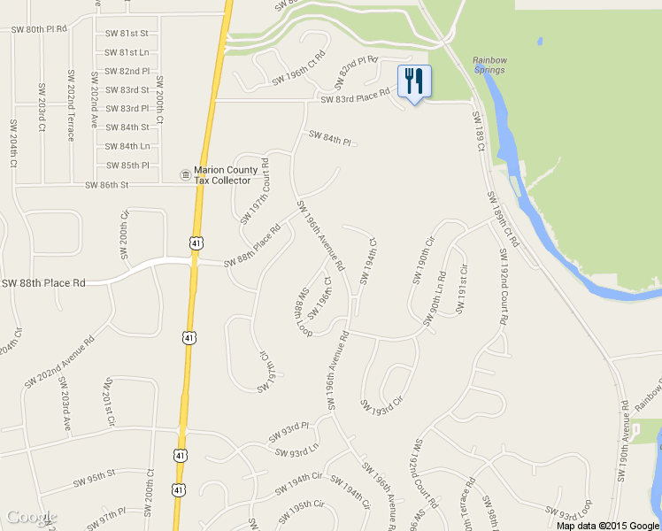 map of restaurants, bars, coffee shops, grocery stores, and more near 19611 Southwest 88th Loop in Dunnellon